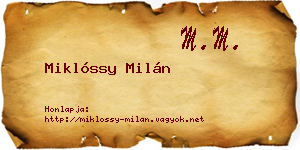 Miklóssy Milán névjegykártya