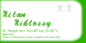 milan miklossy business card