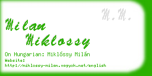 milan miklossy business card